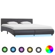 Łóżka - vidaXL Rama łóżka z LED, szara, sztuczna skóra, 180 x 200 cm - miniaturka - grafika 1
