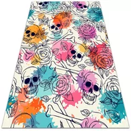 Dywany - Modny winylowy dywan Czaszki i róże 100x150 cm - miniaturka - grafika 1