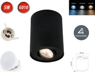 Żarówki LED - Lampa sufitowa GAMA-SR reflektor natynkowy reflektor natynkowy Ø96mm reflektor obrotowy 45° okrągły czarny wykonany z aluminium z gniazdem GU10 5W żarówka LED neutralny biały - miniaturka - grafika 1