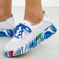 Półbuty damskie - Białe bl ażurowe skórzane półbuty damskie S.Barski 322 - S.BARSKI - miniaturka - grafika 1