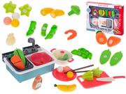 Zabawki AGD - Zlewozmywak zlew do mycia naczyń dla dzieci + akcesoria owoce warzywa do krojenia na rzepy - miniaturka - grafika 1