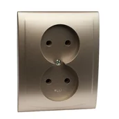 Gniazdka elektryczne - Gniazdo podwójne bez uziemienia GP-2V satyna vega - miniaturka - grafika 1