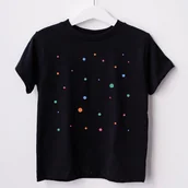 Koszulki dla dziewczynek - CZARNA Koszulka w kropki dzień kropki - - miniaturka - grafika 1