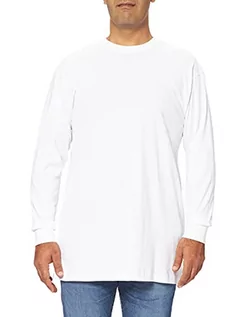 Koszulki męskie - Urban Classics Męski T-shirt z bawełny wysoki T-shirt L/S, oversized bluza z długim rękawem dla mężczyzn w 3 kolorach, rozmiary M - 6XL, biały, M - grafika 1