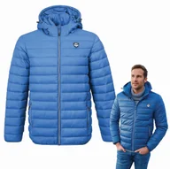 Kurtki męskie - KURTKA Męska z Kapturem PIKOWANA Jesienno - Zimowa NIEBIESKA Pako Jeans - miniaturka - grafika 1