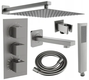 Mexen Cube DR02 zestaw wannowo-prysznicowy podtynkowy z deszczownicą 30 cm, grafit - 77503DR0230-66 - Baterie podtynkowe - miniaturka - grafika 1