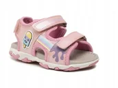 Sandały damskie - GEOX SANDAŁY NA RZEPY ZE SKÓRĄ RÓŻOWE 21 ŻUL - Geox - miniaturka - grafika 1