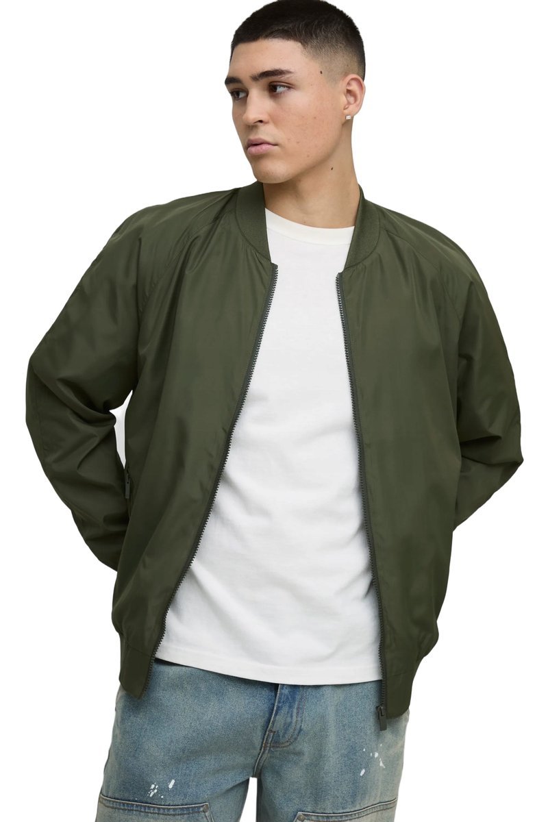 BOOHOOMAN KURTKA MĘSKA BOMBER KLASYCZNA ZIELONA Z ZAMKIEM M Z3A*