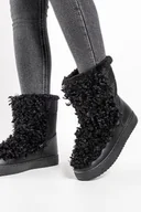 Moda i Uroda OUTLET - Czarne śniegowce mukluki damskie na platformie Casu 7-K578A-37 - miniaturka - grafika 1