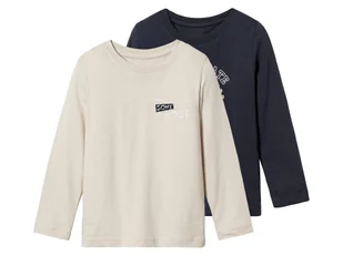 lupilu® Koszulki chłopięce bawełniane z długim rękawem, 2 sztuki (98 - 104, Granatowy/szary) - Bluzki dla chłopców - miniaturka - grafika 1