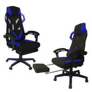 Fotele gamingowe - Fotel GAME-PRO - gamingowy gracza obrotowy biurowy z podnóżkiem - niebieski - miniaturka - grafika 1