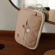 Inne - TEMU Organizer do torebki Casual Cherry Blossom, przenośny portfel na karty i monety z poliestru z losowym nadrukiem – kolekcja miucatch - miniaturka - grafika 1