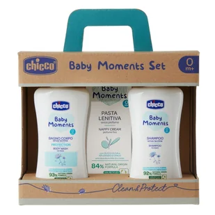 Chicco Baby Moments zestaw płyn do kąpieli 200ml + szampon 200ml + krem na odparzenia 100ml - Kosmetyki kąpielowe dla dzieci - miniaturka - grafika 1
