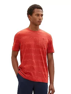 TOM TAILOR Męski t-shirt w paski w stylu spacedye, 32436-Velvet Red Soft Spacedye, M - Koszulki męskie - miniaturka - grafika 1