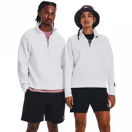 Bluzy damskie - Bluza treningowa uniseks nierozpinana bez kaptura Under Armour UA Summit Knit 1/2 Zip - biała - miniaturka - grafika 1