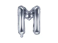 Balony i akcesoria - PartyDeco Balon foliowy litera M, 14", srebrny FB2M-M-018 - miniaturka - grafika 1