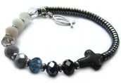 Biżuteria religijna - Bransoletka różaniec na rękę hematyt, kryształki rondelle 7542 [K30] - miniaturka - grafika 1