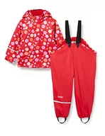 Spodnie i spodenki dla chłopców - CareTec Dziecięce wodoszczelne spodnie ogrodniczki i kurtka przeciwdeszczowa w zestawie (różne kolory), czerwone (czerwone), 80 - miniaturka - grafika 1