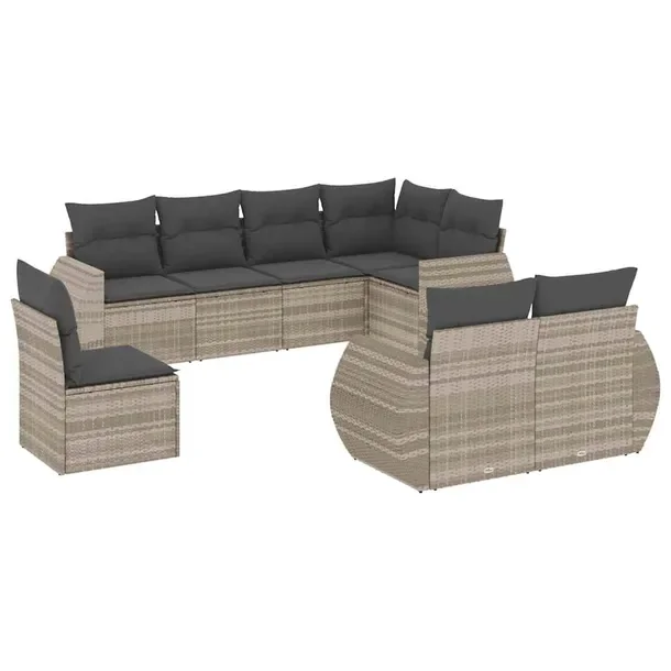 Zestaw Wypoczynkowy Modułowy na Patio, Rattan PE, Stal, Jasnoszary, 62x62x