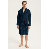 Szlafroki męskie - Szlafrok męski krótki z szerokim kołnierzem elegancki granat Got Henderson - miniaturka - grafika 1