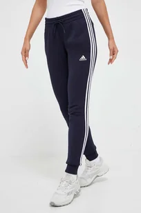 adidas spodnie dresowe bawełniane kolor granatowy z aplikacją - Spodnie damskie - miniaturka - grafika 1