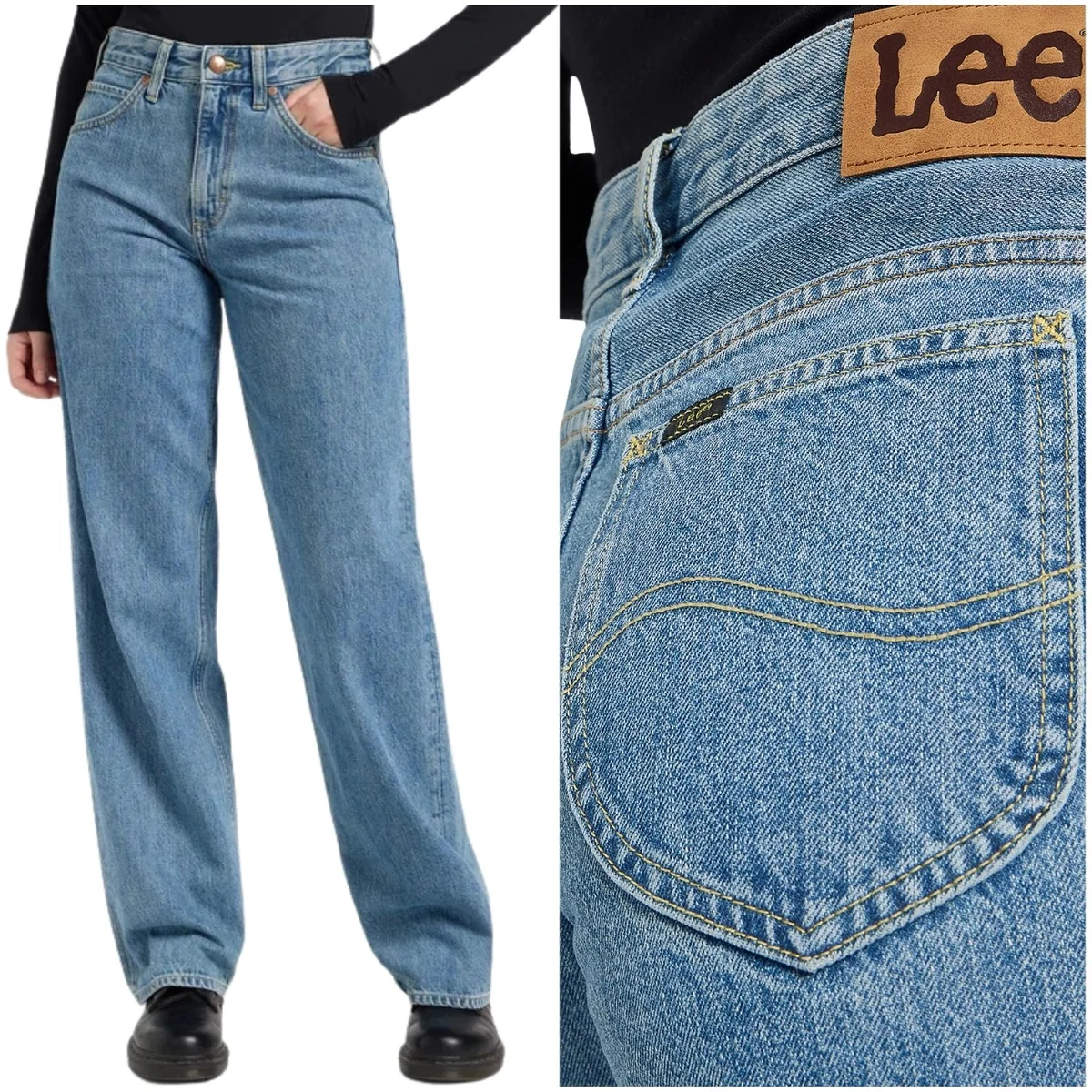 Lee Rider Loose Hidden Isle wysokie luźne damskie spodnie jeansowe W27 L33