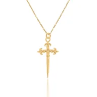 Naszyjniki - Naszyjnik Srebrny Pozłacany Ze Sztyletem 45 Cm - miniaturka - grafika 1