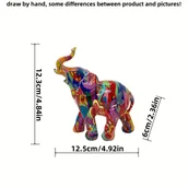 Inne - TEMU Kolorowa Statua Słonia z Żywicy do Pomyślnej Dekoracji Domu - Idealna do Salonu, Sypialni, Przedpokoju, Szafki TV, Baru i Biura, Żywica Drzewna, - miniaturka - grafika 1