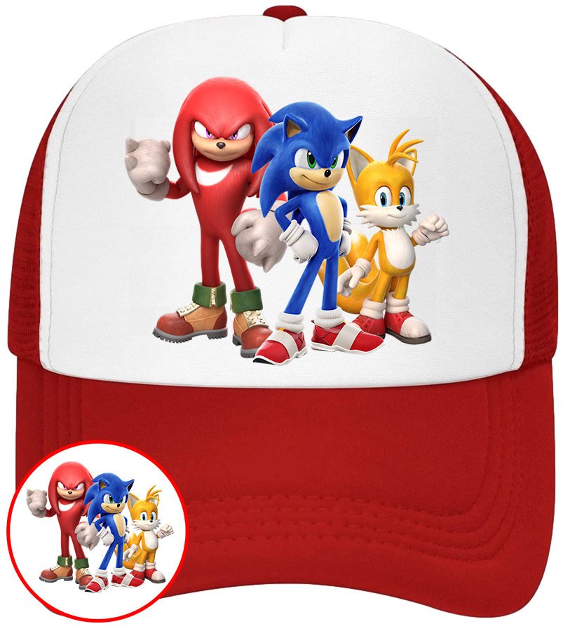 CZAPKA Z DASZKIEM SONIC DLA DZIECI NA LATO SIATKA CZERWONA BEJSBOLÓWKA