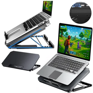 Strado Podstawka chłodząca pod laptop 12‑17″ aluminiowa regulowana antypoślizgowa cicha - Podkładki chłodzące pod laptopa - miniaturka - grafika 1