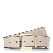 Paski - Damski pasek ze skóry z tłoczeniem beżowo - brązowy - miniaturka - grafika 1