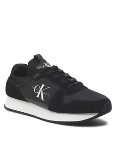 Sneakersy męskie - Calvin Klein Jeans Sneakersy Runner Sock Laceup Ny-Lth YM0YM00553 Czarny - grafika 1