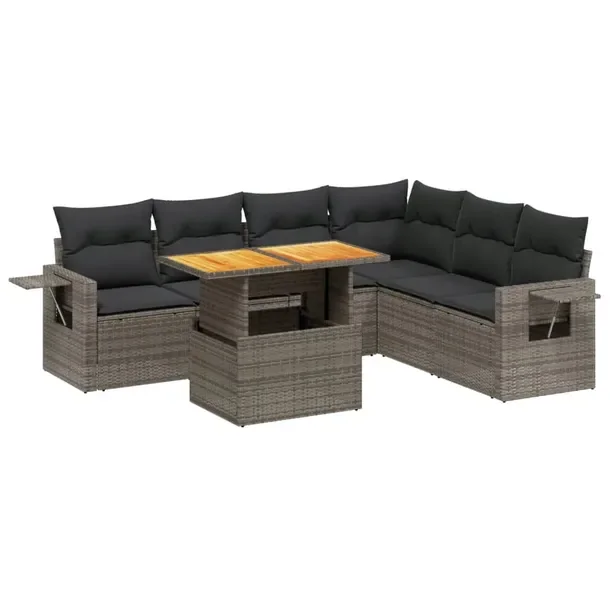 Zestaw mebli ogrodowych modułowych szary rattan PE 62x62x69 cm