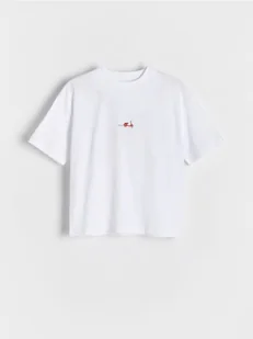Reserved - T-shirt oversize z nadrukiem - biały - Koszulki dla chłopców - miniaturka - grafika 1