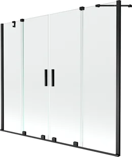 Mexen Velar Duo parawan nawannowy 2-skrzydłowy rozsuwany 190 x 150 cm, transparent, czarny - 896-190-000-02-70 - Parawany nawannowe - miniaturka - grafika 1