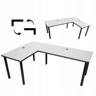 Biurka gamingowe - Biurko Gamingowe Narożne Białe Stół Obustronne - miniaturka - grafika 1