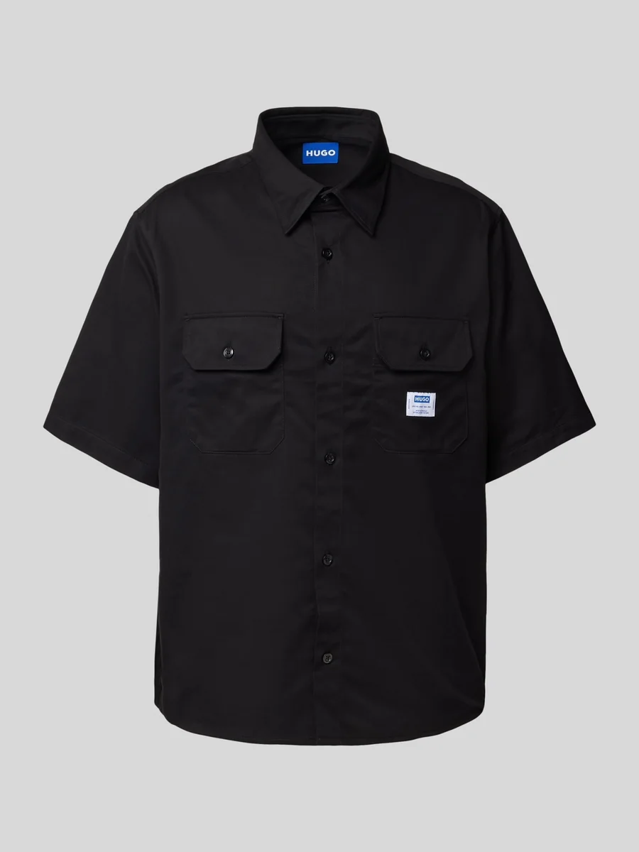 Męska koszula HUGO Ekyno czarna, bawełniana o kroju oversize loose-fit XS