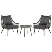 Meble ogrodowe - Zestaw mebli balkonowych z technorattanu szary LAURETO - miniaturka - grafika 1
