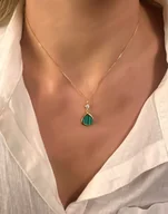 Naszyjniki - Naszyjnik srebrny pozłacany z malachitem i cyrkonią - miniaturka - grafika 1