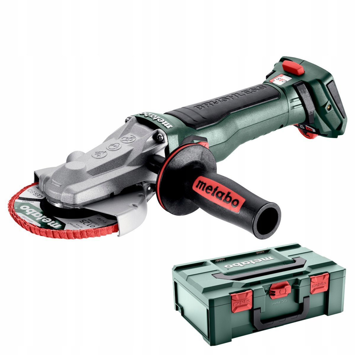 METABO SZLIFIERKA KĄTOWA Z PŁASKĄ GŁOWICĄ WVBF 18 LT BL 11-125 Quick 18V