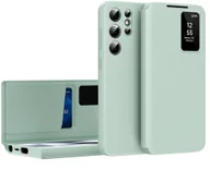 Etui i futerały do telefonów - Etui z klapką Smart View skórzane do Galaxy S25 Ultra, jasnozielone - miniaturka - grafika 1