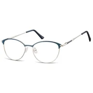 Okulary korekcyjne, oprawki, szkła - Okulary damskie zerówki kocie oprawki korekcyjne medium M295D granatowy/srebrny - miniaturka - grafika 1