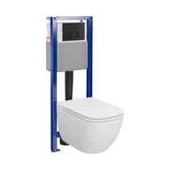Stelaże i zestawy podtynkowe do WC - Zestaw podtynkowy mechaniczny Cersanit Eder przycisk Movi II czarny S4014-004 - miniaturka - grafika 1