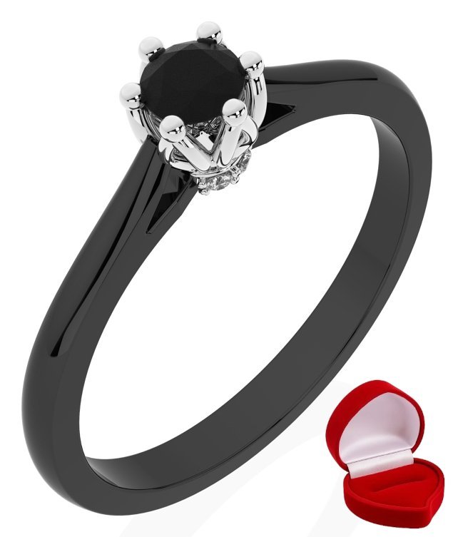 ZŁOTY PIERŚCIONEK ZARĘCZYNOWY 585 14k BRYLANT CZ. 0,14 ct CZARNE ZŁOTO R28
