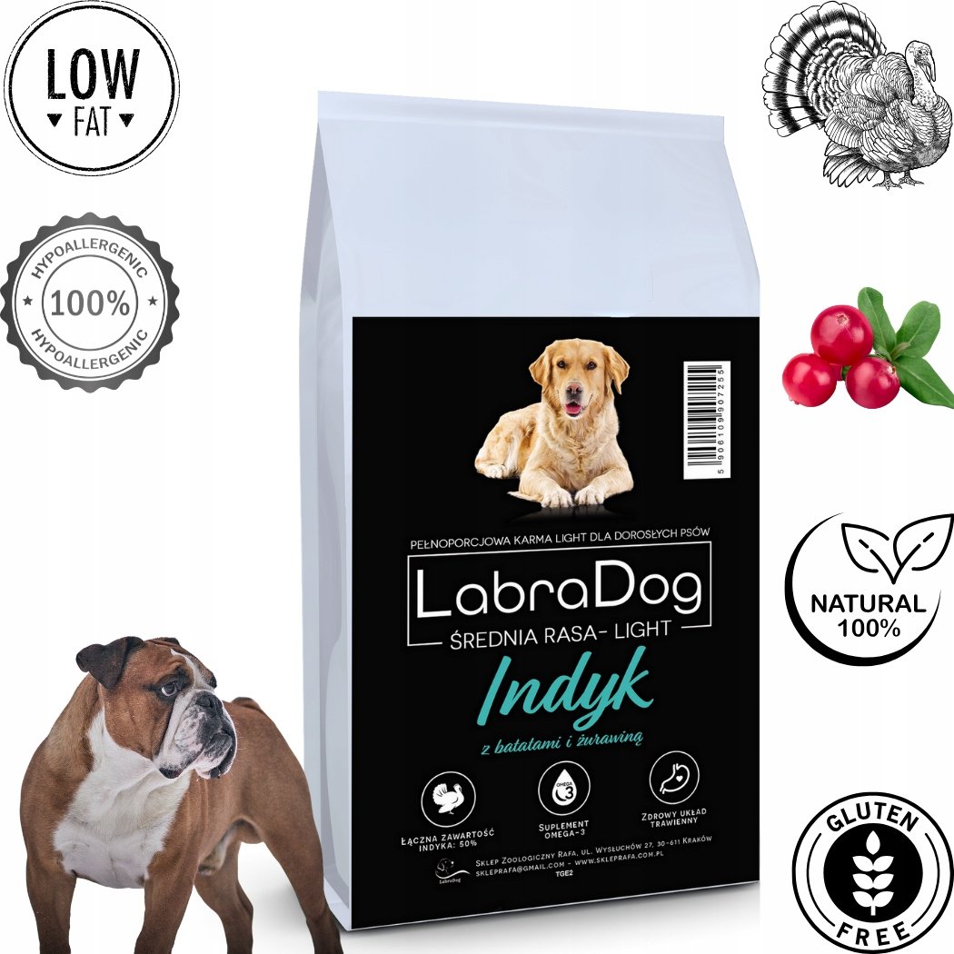 LabraDog Superfood Light Indyk z batatami i żurawiną dla psów otyłych 2kg