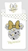 Pościel dla dzieci - Jerry Fabrics Pościel bawełniana 140x200 Minnie Gold Mini Myszka 8339 kokardy poszewka 70x90 biała beżowa - miniaturka - grafika 1