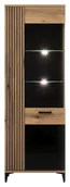 Witryny - Witryna Wysoka Prawa Aris As08 68X194X39 Cm Dąb Evoke / Czarna W Połysku - miniaturka - grafika 1