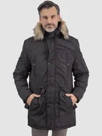 Kurtki męskie - MĘSKA KURTKA OCIEPLANA TYPU PARKA Z KAPTUREM - miniaturka - grafika 1
