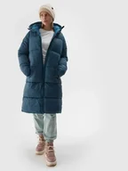 Płaszcze damskie - Płaszcz damski zimowy puchowy długi parka 4F 4FWAW24TDJAF475-46S Zielony - miniaturka - grafika 1