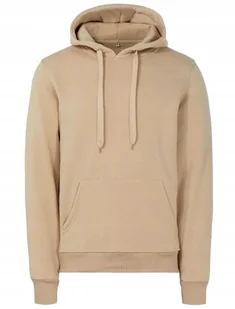 Męska ocieplana bluza dresowa kangurka z kapturem M beżowa 160 - Bluzy męskie - miniaturka - grafika 1